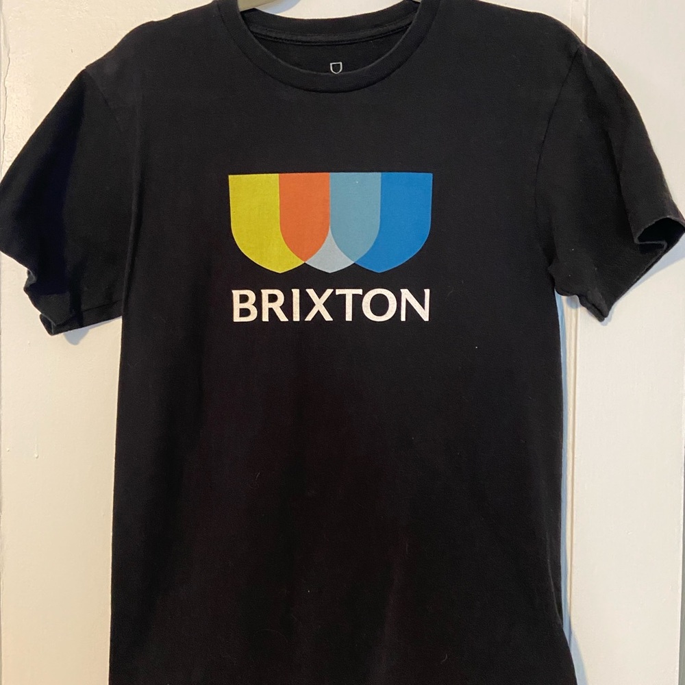 Brixton Black Tee with Multicolor Emblem